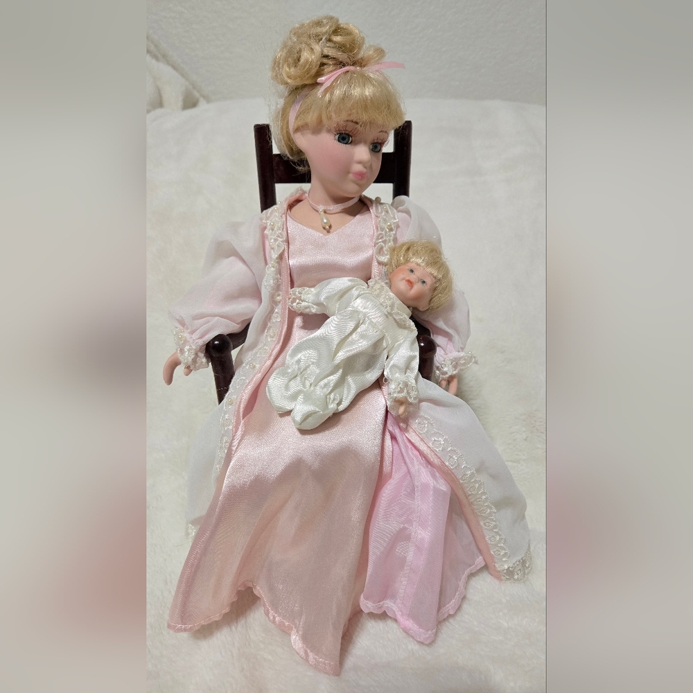 Elegant Pink and White Doll Set